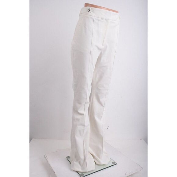 Veronica Beard Womens Elsbury Flared Pants Seamed Off White Ivory Sz US 14 New - Picture 3 of 9